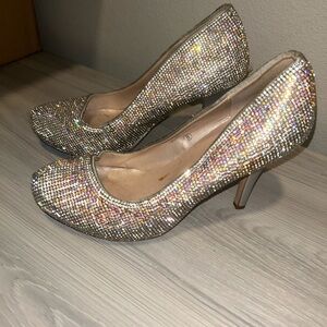 Elegant Silver Glitter Heels